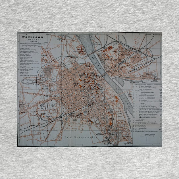 Vintage Map of Warsaw Poland (1914) by Bravuramedia